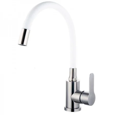 Смеситель для кухни одноручный с гибким изливом Fashun A54101-8 белый