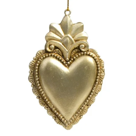 Украшение новогоднее подвесное Золотое сердечко из полирезины 1х6х9см 78143 *1