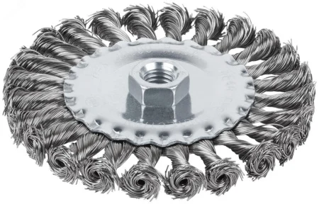 Щетка для УШМ М14 0,5х125мм крученая проволока, плоская, блистер Cutop Profi 82-909 *1