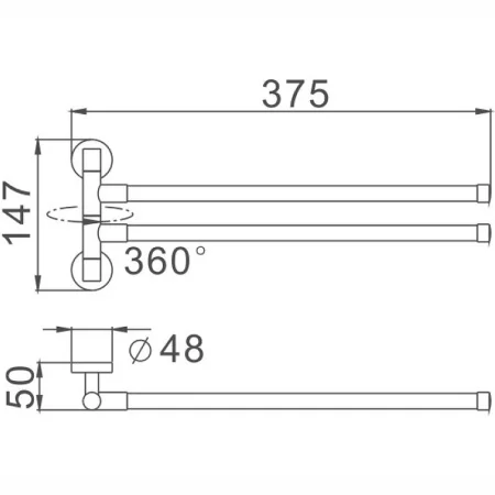 Полотенцедержатель 2 перекладины Haiba HB8712  34см черный