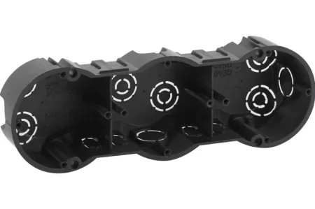 Коробка установочная KUT-3-70-45 черная 3х местная 212х70х45мм для твердых стен саморезы IP20 Б0047214 (Эра) *1