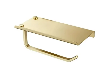 Держатель д/туалетной бумаги без крышки с полкой золото HB330-5 (Haiba) *1