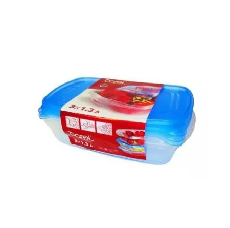 Набор контейнеров пищевых ТРИО 1,3л 3шт синий Дарел ВЕ0402s