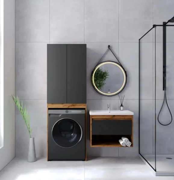 Тумба подвесная Viant Бостон Como 50 380х460х500мм с раковиной COMO 50 графит VBOS50COG-T1YP