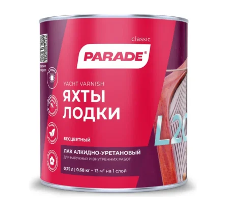 Лак алкидно-уретановый яхтный матовый 0,75 л PARADE L-20 0006109 *1/6