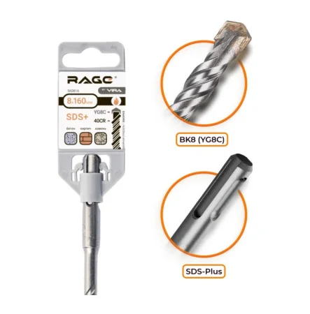 Бур по бетону  8х210мм SDS-plus RAGE by VIRA 560821 *1