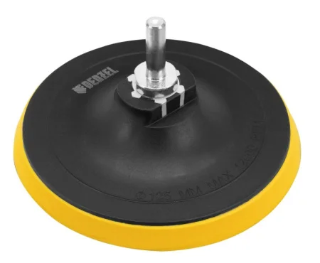 Насадка для дрели и УШМ под "липучку" 125мм стандартная, с адаптером, посадочная гайка М14 на d8 Denzel 76251 *1