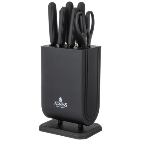 Набор Ножей Agness С Ножницами И Мусатом На Пластиковой Подставке, 8 Предметов