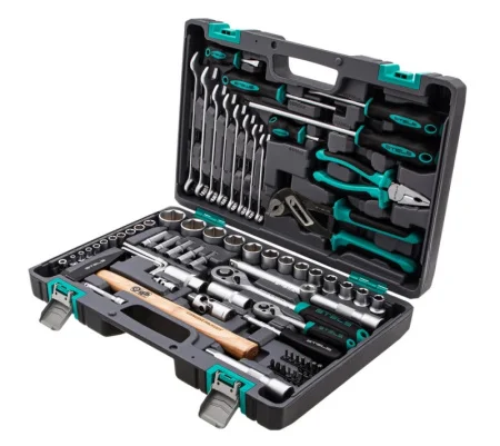 Набор инструментов 76 предм. 1/2", 1/4", CrV, пласт. кейс Stels 14104 *1