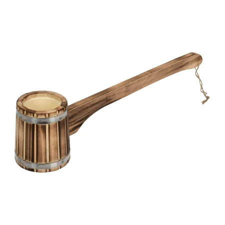 Ковш - черпак бондарный, 0,3 л, с горизонтальной ручкой, с пластиковой вставкой, обожжённая липа, "Б