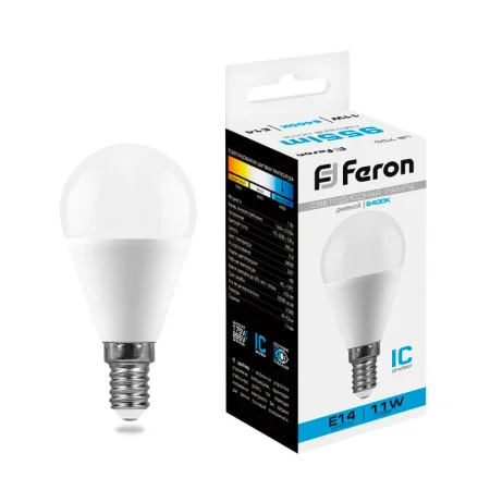 Лампа светодиодная LB-750 Шар E14 11W 175-265V 6400K 25948 (Feron) *1