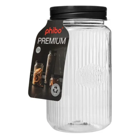 Банка Квадратная С Рельефом И Тиснением Premium 1,3Л (Черный)