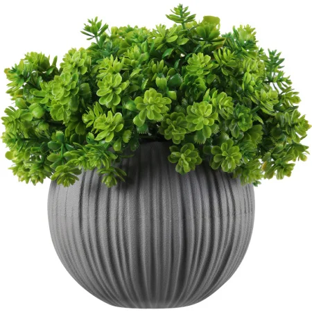 Кашпо д/цветов пласт. "Сфера Мини" 0,3л серый жемчуг с декоративной зеленью КШ-0027 (La Decoro) *1