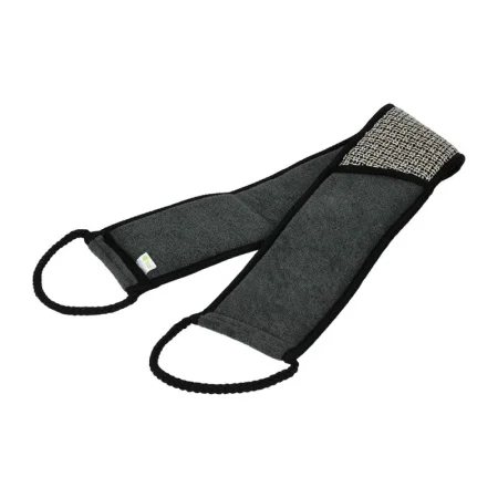 Мочалка лента, "Мозаика", 10х68 см (10х86 см с ручками), medium/soft, чёрно-серая, для бани и сауны