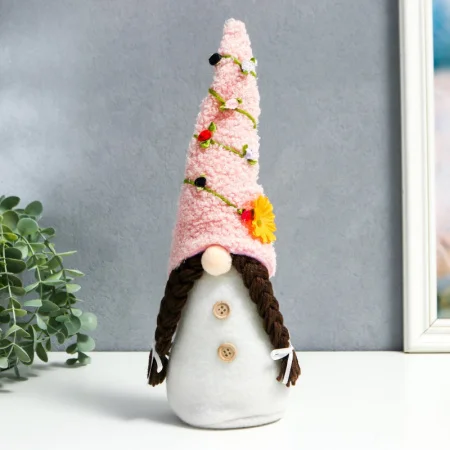 Кукла интерьерная "Бабуся в колпаке с ромашкой и розами" 36х7х6 см см   7510611