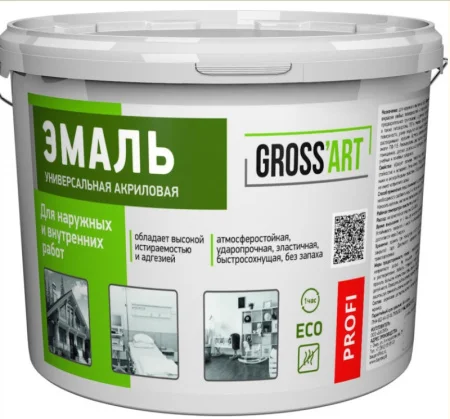 Эмаль для наружных и внутренних работ Gross'art PROFI акриловая 0,9кг