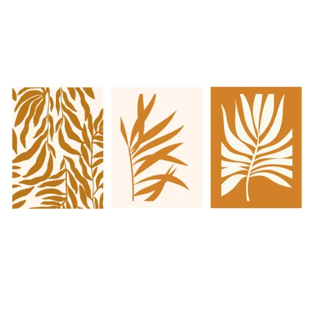 Набор постеров настенных "Листья" 3шт белый/бежевый Д300 В400 Sof-04 *1