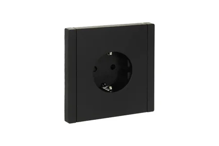 Розетка 1-м СП "Forte&Plano" FP115 16А с заземл. защ. шторки винт. крепл. черный IEK FP-R14-16-K02