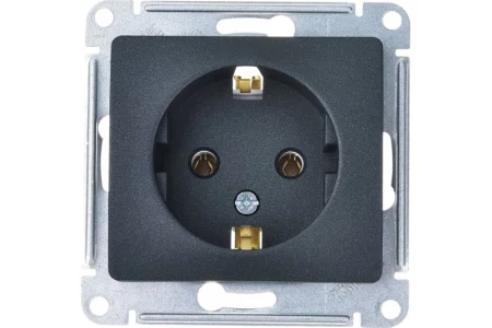 Розетка 1-м СП "Glossa" 1мод. 16А IP20 с заземл. механизм антрацит SE GSL000743