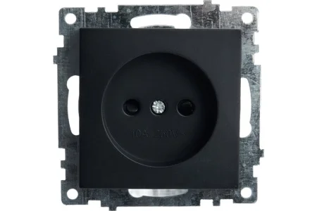 Розетка 1-м "Катрин" с защитной шторкой (механизм) б/з 250В 10А черный GLS10-7109-05 Stekker *1