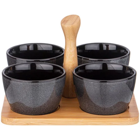 Набор Соусников Lefard "Graphite" 4 Шт. 175 Мл 19*6.5 См На Дер. Подставке С Ручкой (Кор=16Наб.)