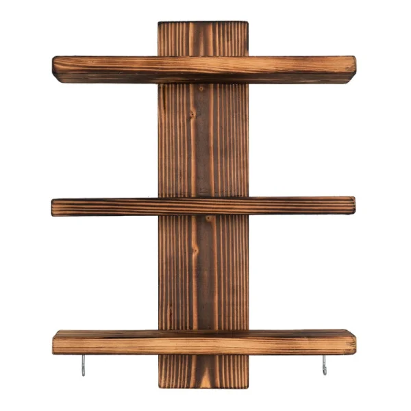 Полка настенная трехъярусная 40х28х12см обожженная сосна Банные штучки 33160