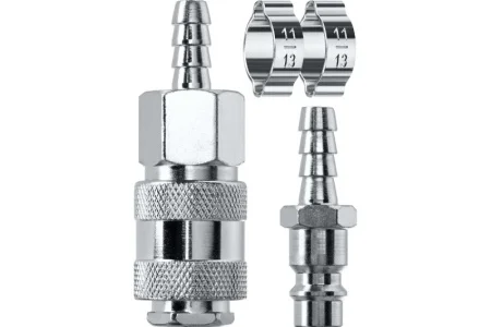 Набор KRAFTOOL  (штуцер "елочка", 8 мм - рапид муфта) + (рапид штуцер-штуцер "елочка", 8 мм) + (обжи