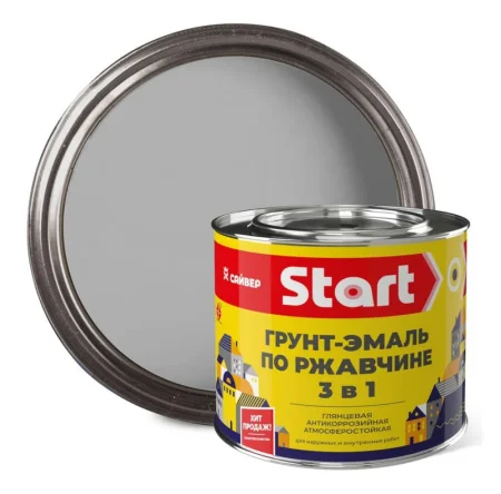 Грунт-эмаль 3в1 по ржавчине Старт серый 0,8кг