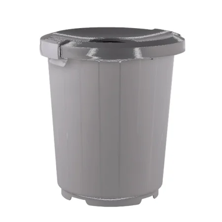 Бак для мусора 105 л с крышкой-воронкой (ручки с креплениями) на колесах, цвет серый