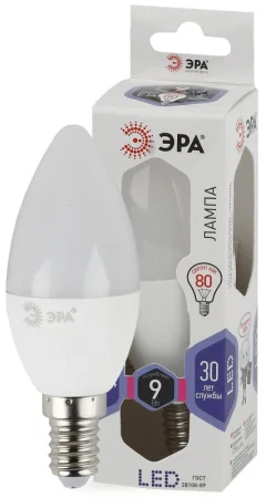 Лампа светодиодная Е14 9Вт 6000K B35-9W-860-E14 Б0031403 Эра