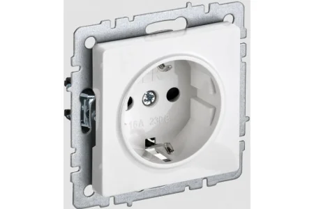 Розетка 1-м "Brite" РС14-1-0-БрБ 16А с заземл. защ. шторки механизм белый IEK BR-R14-16-K01