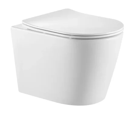 Унитаз подвесной безободковый белый, тонкое сиденье дюропласт микролифт soft close IBERICA BLANCA, BURGOS ALTO, IB.BRA.231.1B1