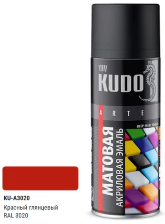 Эмаль универсальная акриловая RAL 3020 красная высокоглянцевая KU-A3020 *1/12