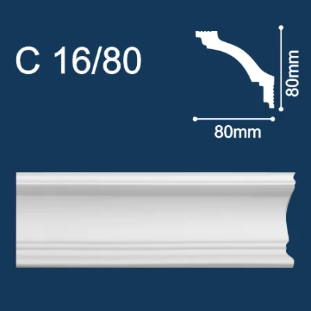 Плинтус потолочный экструзионный С16 80 2м (80х80мм) Солид  1 26