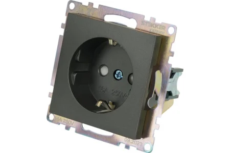 Розетка 1-м "Катрин" с защитной шторкой с/з (механизм) 250В 16А графит GLS16-7110-06 Stekker *1