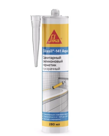 Герметик силиконовый санитарный Sikasil-141 Aqua прозрачный 280мл (Sika)  12 (-40)