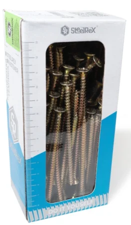 Саморез универсальный, потай, шлиц Pz, жёлтый цинк 5,0х 60 кор. с ок. - 100 шт. SteelRex
