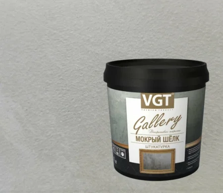 Штукатурка фактурная VGT Мокрый шелк серебр.-белая №1(SJ-304) база 6кг *1/1