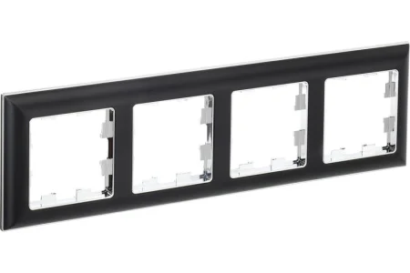 Рамка 4-м "Brite" РУ-4-Бр хром/черный IEK BR-M42-12-2-K23