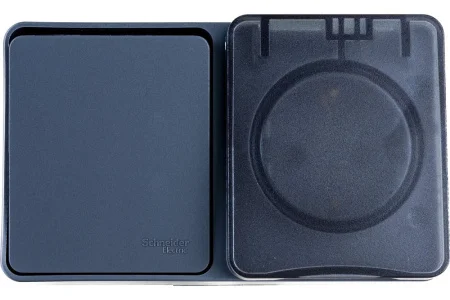 Блок ОП  AtlasDesign  Profi54 (розетка 16А 250В с заземл. защ. шторки + 1-кл выкл. 10А) IP54 антраци