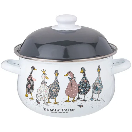 Кастрюля Agness Эмалированная С Эмал.Крышкой Серия "Family Farm", 2.8 Л, 20*12 См