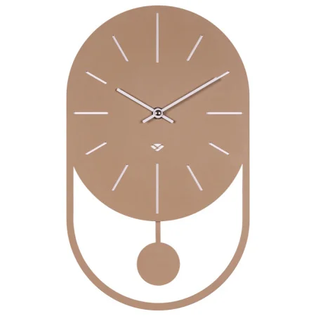 Часы настенные "Классика" из металла с маятником,высота 35см, открытая стрелка,бежевый Рубин 3521-00