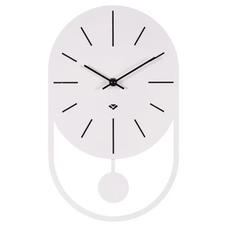 Часы настенные "Классика" из металла с маятником, высота 35см, открытая стрелка, белый Рубин 3521-00