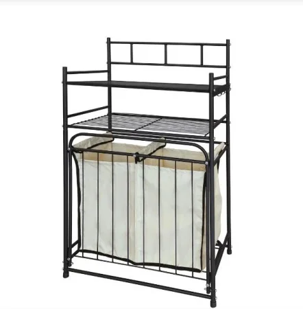 Стеллаж с двойной корзиной для белья 2-х ярусный цв. черный СК32 (Исток) *1