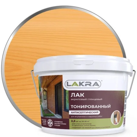 Лак в/д тонированный Лакра Орегон 2,5кг Л-С 0007569