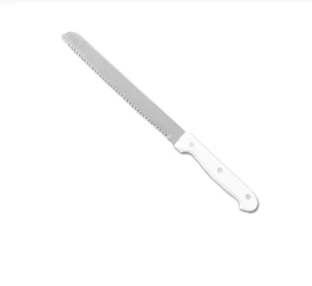 Нож для хлеба 19,5/0,15см с белой ручкой из АБС пластика ВК04-ABS