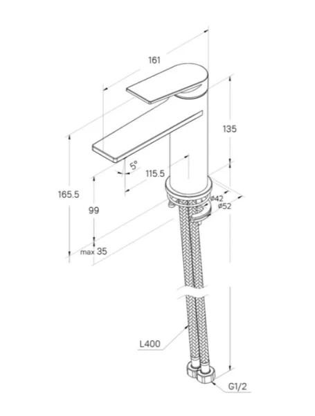 Смеситель для умывальника Milardo Azure AZUBL00M01 черный матовый
