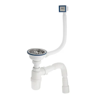 Сифон бутылочный 3 1/2х40 металл. чаша/пласт.креп. с переливом, прямоуг. с гофрой 40х40/50 AB0148 (Aquant) *1