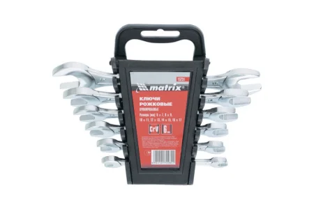 Набор ключей рожковых хромированные 6шт 6х17мм CrV Matrix 15231