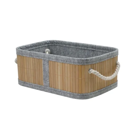 Корзина стеллажная с ручками "Бамбук", Д300 Ш200 В120, натуральный, серый Shan-17S